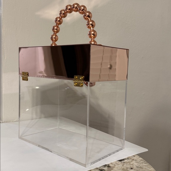 Acrylic Handbag Display Box Rose Gold & Clear Decor - Picture 5 of 6